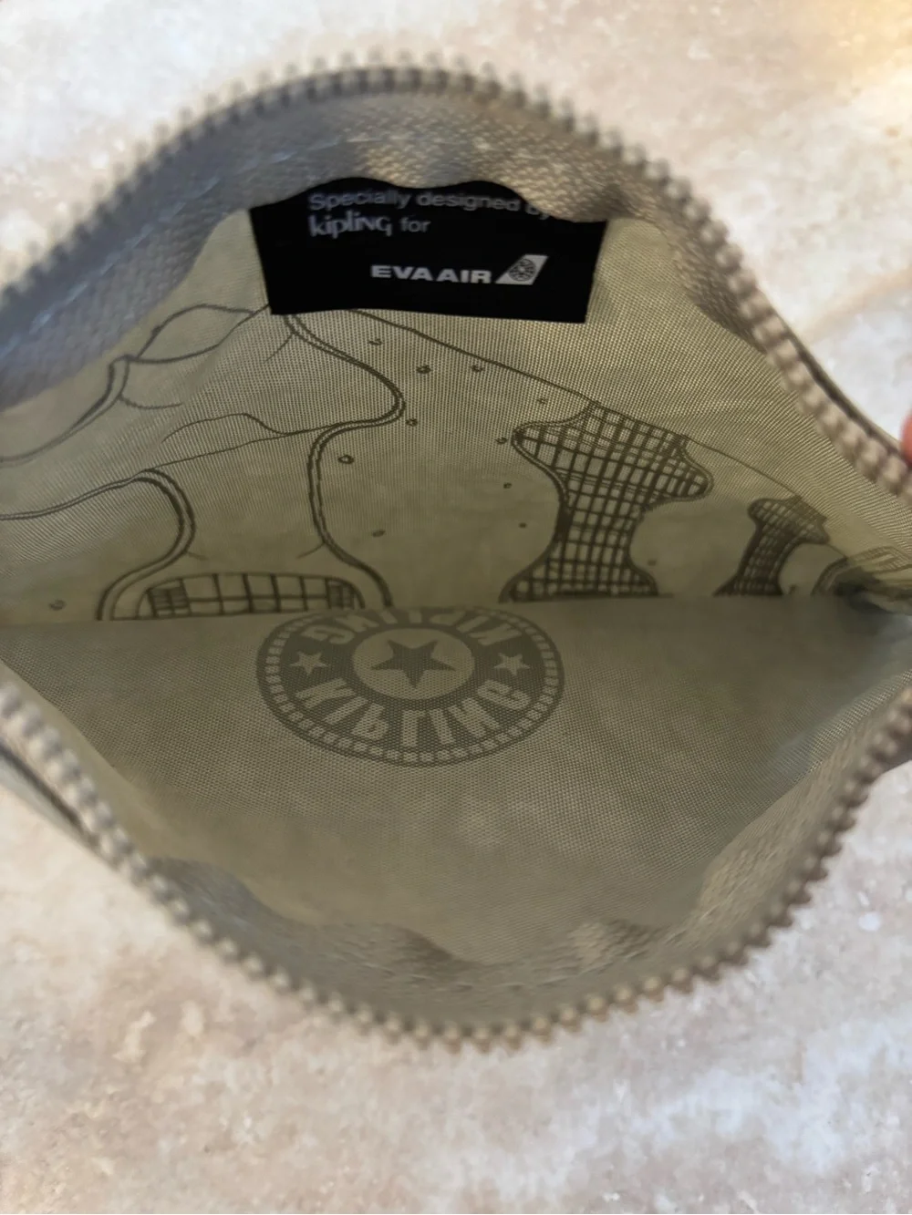 Kipling Grey Zip Nylon Pouch